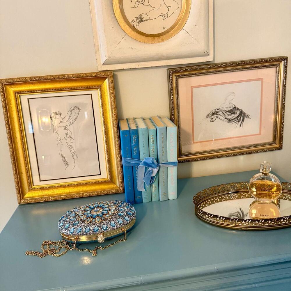 Vintage blue gem ornate evening bag - Picture 4 of 4